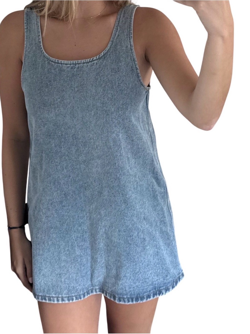 PARKE Sleeveless Light Blue Mineral-Wash Mini Dress